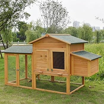 Amazon | Tufduzo 鶏小屋 屋外用の大型木製鶏小屋、トレイ付きで